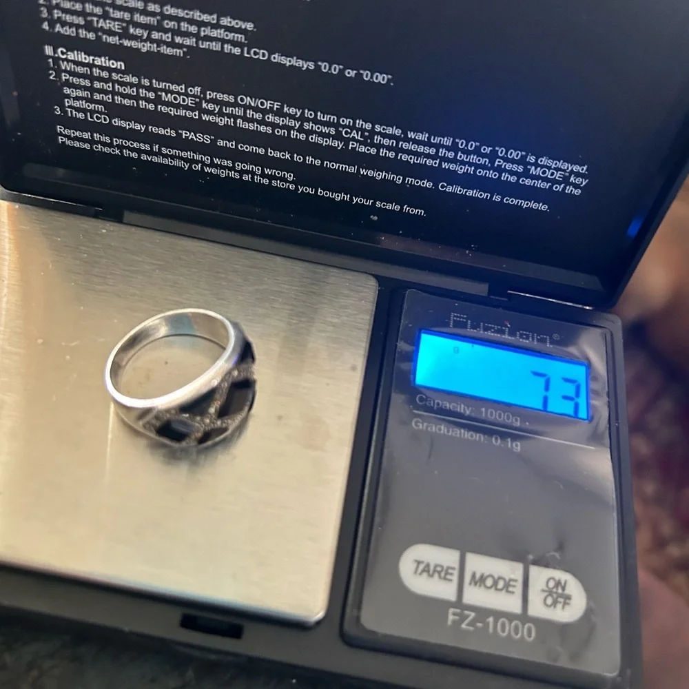 Vintage Black Onyx Crystal & Marcasite 925 Ring